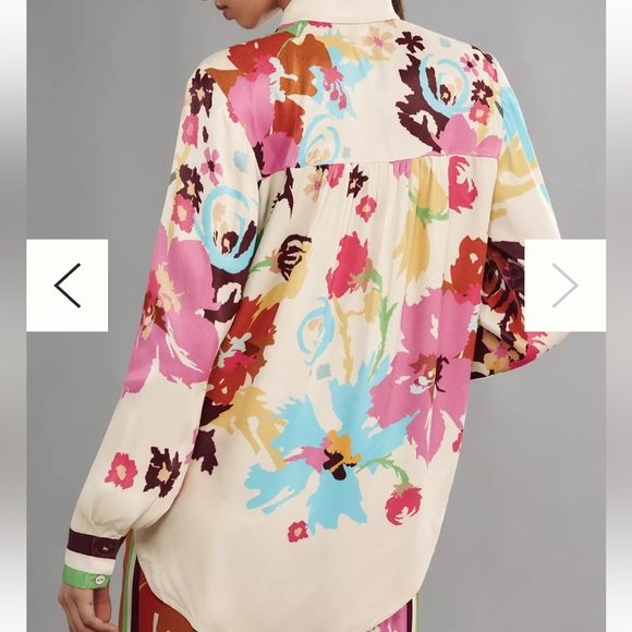 ANTHROPOLOGIE CONDITIONS APPLY BLOOMING LONG SLEEVE COLLARED BLOUSE (a133) - Picture 3 of 16